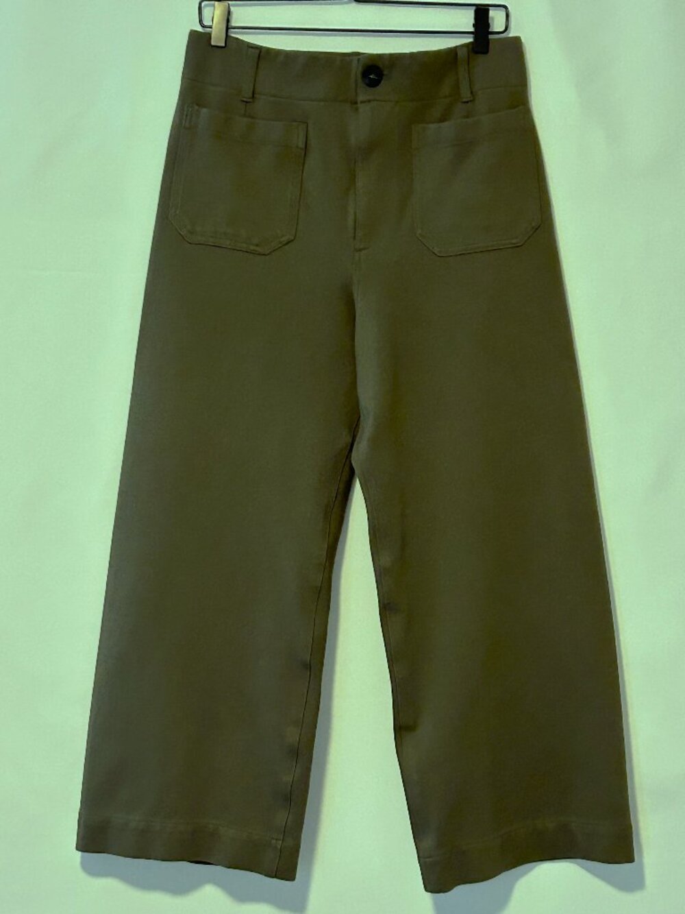Maeve The Colette olive green wide leg crop pants, size 31